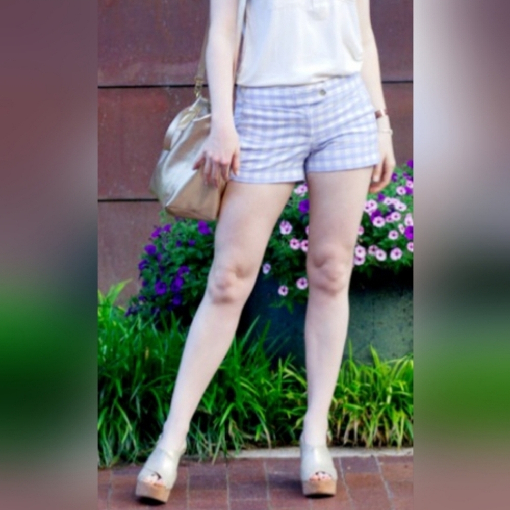 J.Crew Women's Plaid Stretch Cotton Shorts Blue & White 2 XS/S - Picture 13 of 16